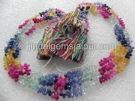 Multi Precious Stones Faceted Drops Beads